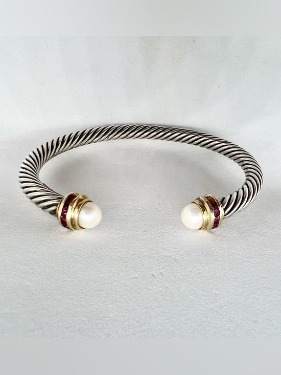 David Yurman Jewelry - David Yurman 5mm Pearl Bracelet With Ruby And Gold